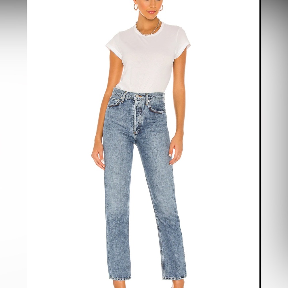 Agolde Blue Straight Leg Jeans